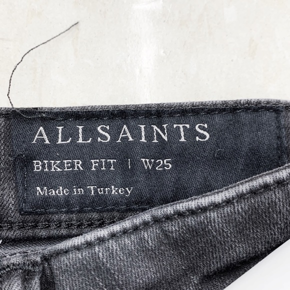 ALL SAINTS Washed Black Biker Fit Skinny Jeans 25 - Picture 12 of 13